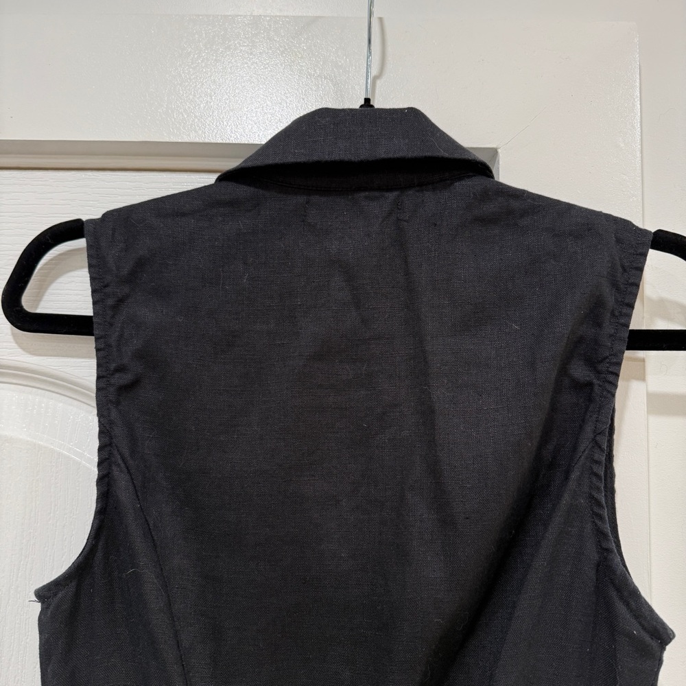 Reformation Greene Linen Dress Black - Size 2 - Picture 6 of 8